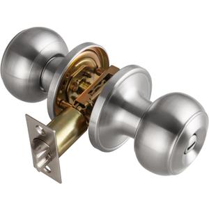 Brushed Nickel Door Knobs Interior,Bath & Bed Privacy Door Knob, Keyless Door Lock Round Doorknobs (1)
