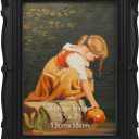 PHAREGE Vintage Picture Frame 5x7 Black, 5 by 7 Ornate Decorative Antique Frame with Mat for 4x6 Photo, Fancy Matted Frame for Desktop or Wall, Horizontal or Vertical