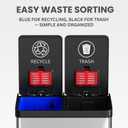 iTouchless 60 Liter / 16 Gallon Rectangular Dual Compartment Kitchen Trash Can & Recycling Bin, Odor Filter, Soft-Close, Hands-Free Step Pedals, Color-Coded Buckets, Smudge-Resistant Stainless Steel