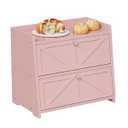 Trironsun Vintage Double Layer Bread Box for Kitchen Counter Bamboo Bread Storage Container Large Capacity Bread Storage Bin (Pink)
