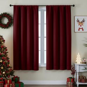 Simplebrand Ava Burgundy Blackout Curtains for Bedroom 63 Inch Length 2 Panels Set, Nursery Thermal Insulated Energy Saving Rod Pocket Window Treatment Curtains Blackout Drapes,  Burgundy, 40"W x 63"L (Pack of 2)