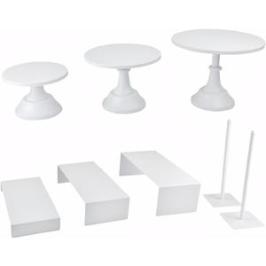 Set of 8 White Cake Stands Donut Holder Metal Dessert Display Risers Cupcake Stand Serving Platter for Weddings Birthday Baby Showers Anniversary Party