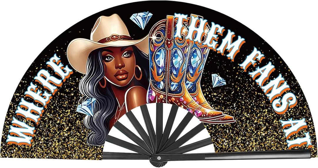 Fan for Line Dancing - 13 Inch Boots on Hand Clack Fans at Where Western The Ground Large Folding Handheld Bamboo Clacking Clapping Fans That Make Sounds for Dance Party Decoration (Multicolor)