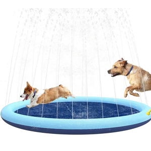 Pet Soft Splash Sprinkler Pad  Thickened Dog Splash Sprinkler Pad for Puppies Durable Pet Swimming Bathtub Pool, Summer Fun Water Toys for Dogs 59 ''