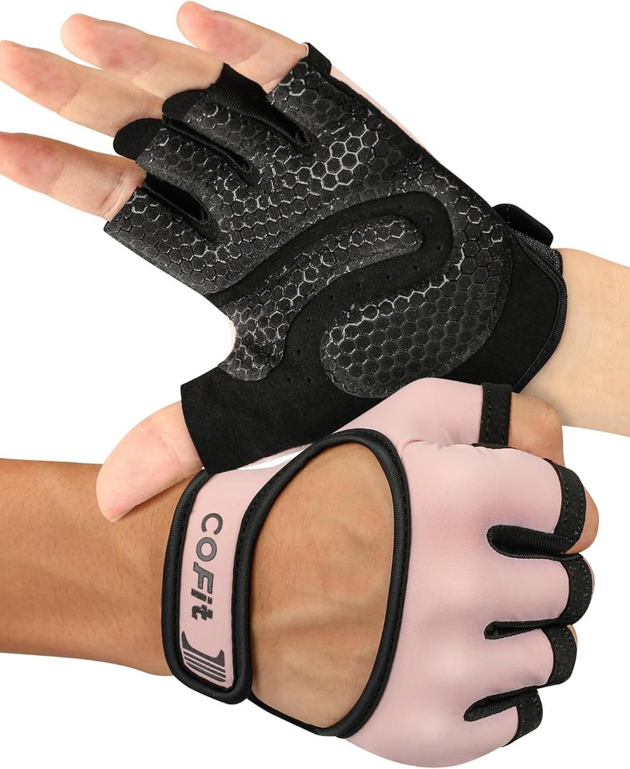 COFIT Breathable Workout Gloves, Antislip Weight Lifting Gym Gloves for Men Women, Superior Grip & Palm Protection for Weightlifting, Fitness, Exercise, Training (Small, (Backless) Pink)