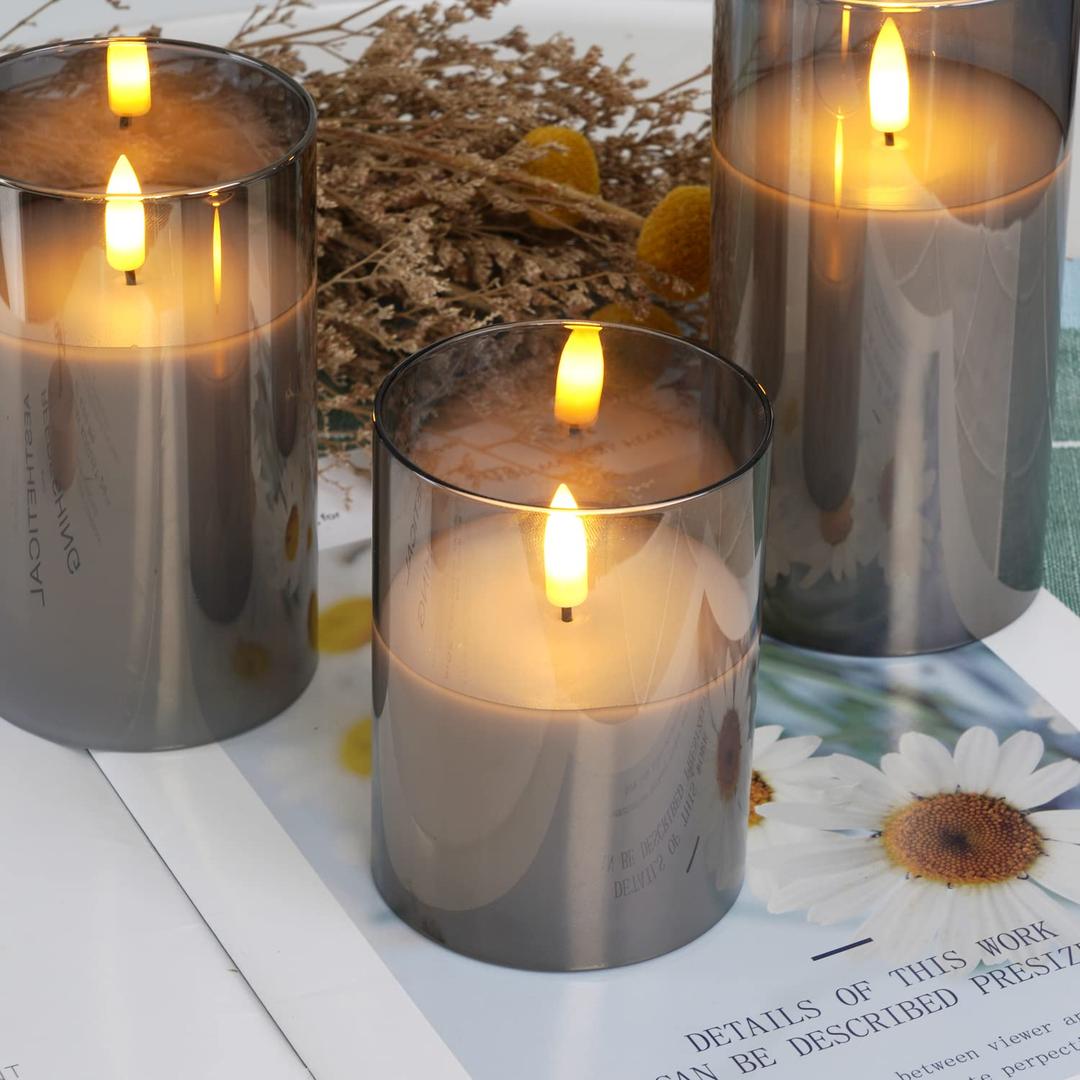 Glass Flameless Candles 3 Pack