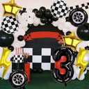 Race Car Birthday Balloons, Number 3 Tyre Checker Balloons Race Car Birthday Party Decoration for 3 Years Old Party