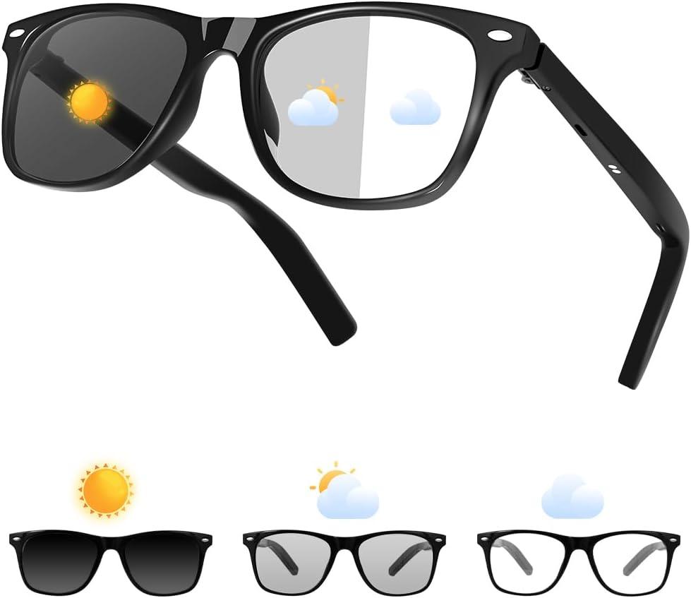 Smart Glasses for Men Women, Bluetooth Audio Sunglasses with Color-Change Lenses Speakers Touch Control Unisex Intelligent for Indoor Outdoor Walking Working (G05-cc)