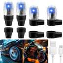 4 Pack Tire Lights for Car LED Colorful Wheel Light Valve Stem Cap Flash Light for Truck Motorcycle Bike Waterproof Rechargeable Tyre Spoke Lamp Glow in the Dark Reflector Accessories(Blue)