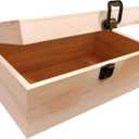 Natural Wood Craft Box with Hinged Lid - Reusable DIY Jewelry & Gift Box for Home, Art Supplies, and Hobby Organization, 9.2"x5.5"x3.9"