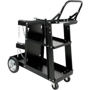 Welding Cart Heavy Duty Welder Cart for MIG/TIG Welder and Plasma Cutter, 3-Tier Welding Cart with Wheels Handles and Gas Tank Holder, Black, 27.7" x 11.4" x 29.7"
