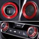 5 PCS for Honda Civic 2016 2017 2018 2019 2020 2021 Climate Control A-Pillar Door Speaker Engine Start Stop Push to Start Button Cover, AC Switch Temperature Knob Sticker (Red)