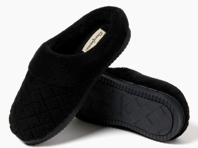 Dearfoams Women's Indoor/Outdoor Memory Foam Darcy Microfiber Velour Clog, Wide Widths Slipper, Black 11-12 Dearfoams Women's Indoor/Outdoor Memory Foam Darcy Microfiber Velour Clog, Wide Widths Slipper, Black 11-12