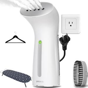 Portable Travel Garment Steamer for Clothes, Metal Steam Head, 25s Heat Up, Pump System, Mini Size, Handheld Steamer for Any Fabrics, No Water Spitting, 120V (White)