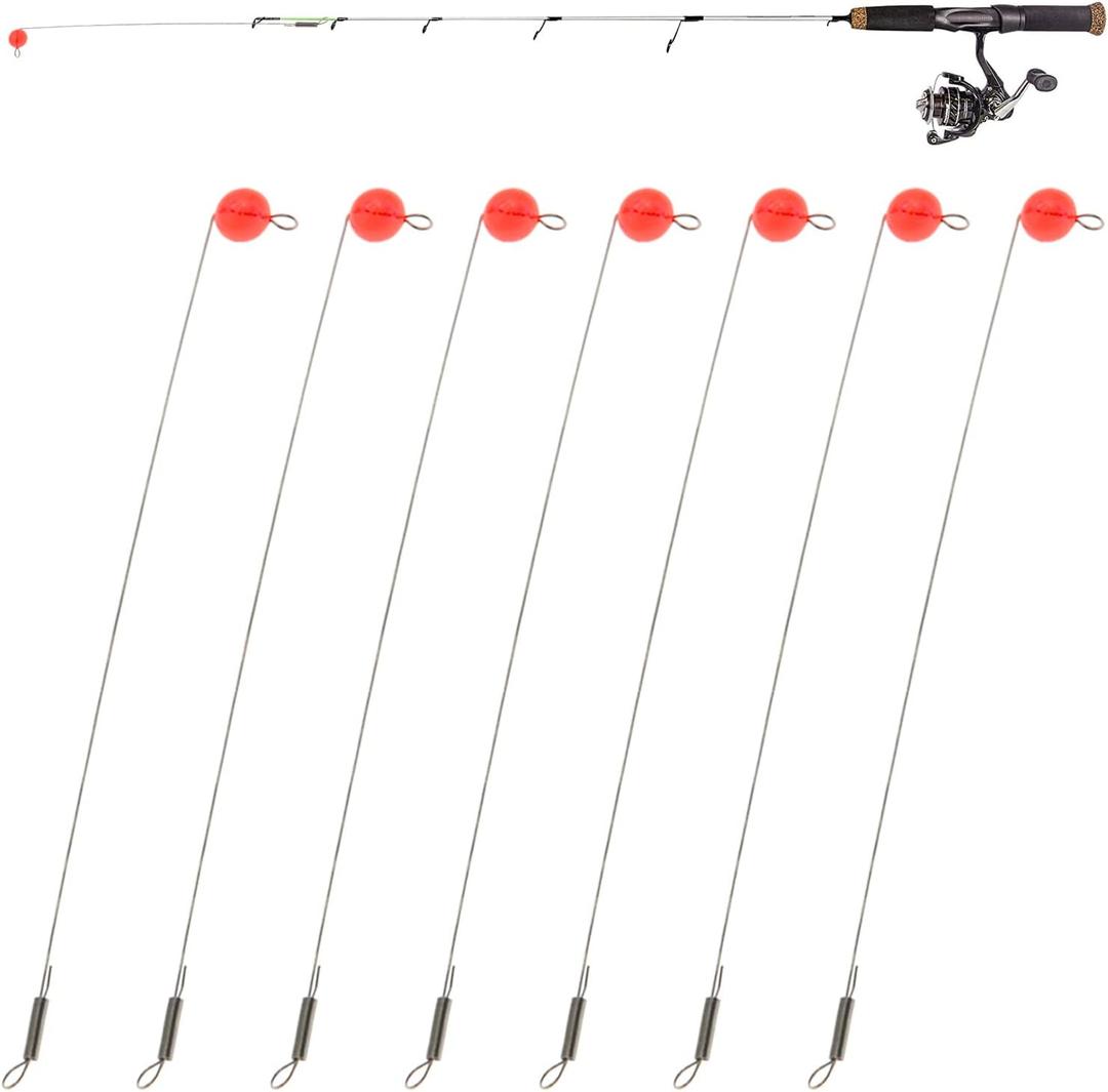 Ice Fishing Red Spring Bobber Stops Stainless Steel Fishing Wire with Red Beads