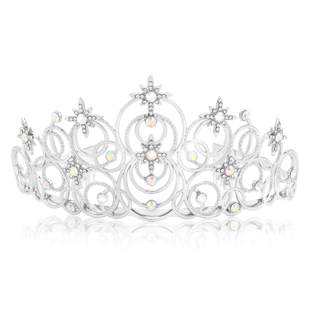 (Daily) Princess Tiara Silver Crown Headband for Birthdays Movie-Themed Cosplay Halloween Gatherings Witch Head Hoop Hair Accessories