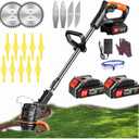 Weed Wacker 21V Brush Cutter Battery Powered Lightweight.Electric Weed Eater for Lawns and Farmland, DIY Garden, Lawn Care.Cordless Weed Trimmer Weed Wacker with 2 X 2000mAh Battery and Charger.