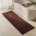 Triohero Bathroom Runner Rugs, Long Bath Mat Runner Washable Thin Quick Dry Low Pile Bathroom Runner Rugs Non Slip, Brown 24"x70", 24"x70" Rectangular