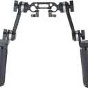 NICEYRIG Leather Rosette Handle Handgrip Kit with Rosette Extension Arm, 15mm Dual-Rod Clamp for 15mm DSLR Shoulder Rig Support