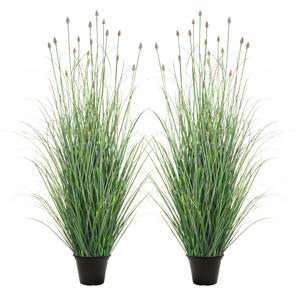 Gingobell 3FT / 4FT Extra Lush Artificial Plant (2pcs), Luxury Fake Tall Plants with Pot, Luxury Faux Tall Greenery with Dogtail for Garden Porch and Home Decor (Gray, 4FT)
