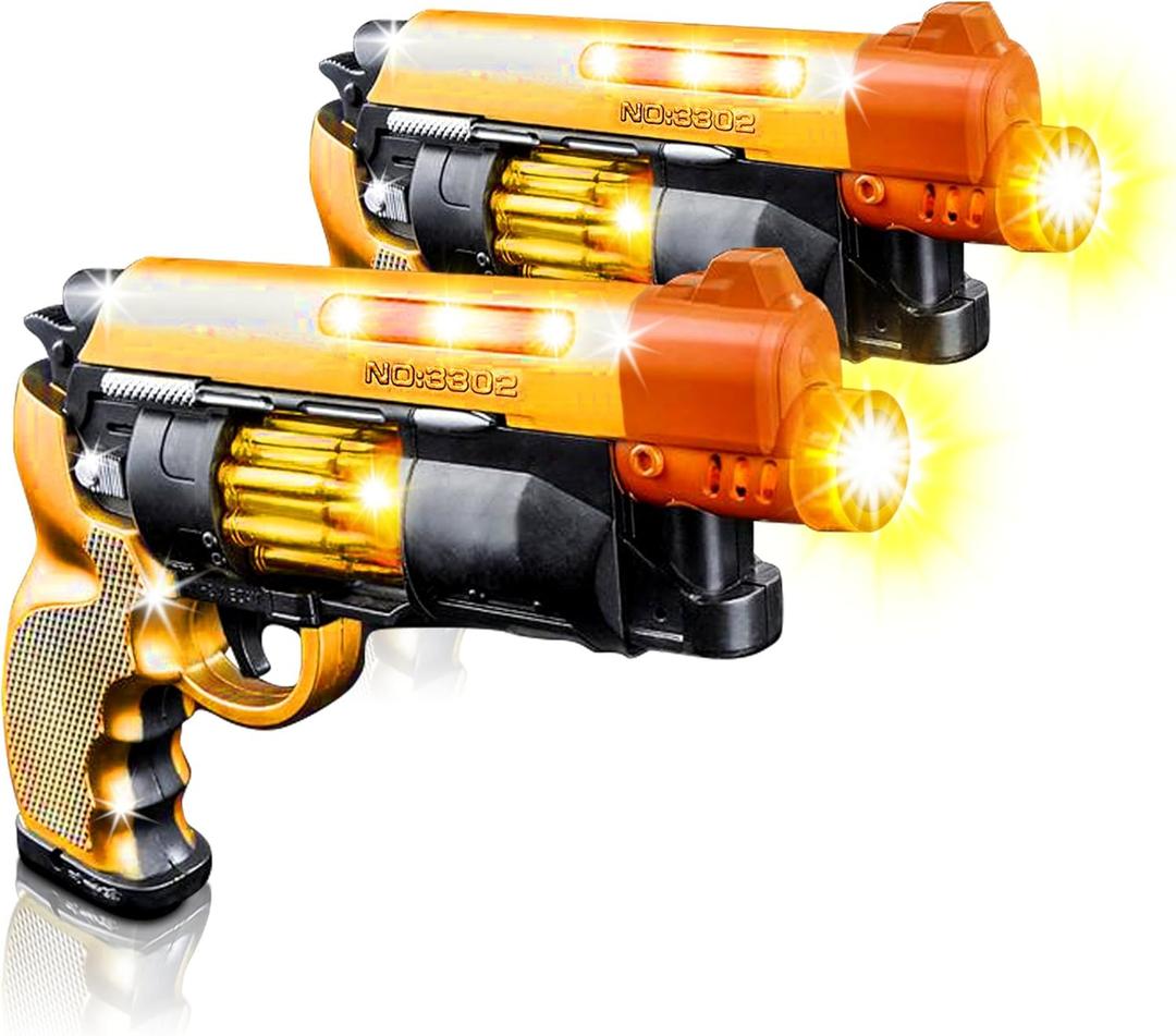 ArtCreativity Blade Runner Toy Pistol Set - 2 Light Up Toy Guns with LEDs & Sound Effects, Safe Pretend Play Pistols for Kids, Fun Light-Up Toy Guns for Boys & Girls with Batteries Included