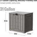 EAST OAK Outdoor Storage Box, 31 Gallon Deck Box for Patio Cushions, Pool Accessories & Garden Tools, Waterproof Resin Storage Container, Ash Grey