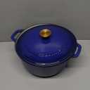 Mueller 6qt Enameled Cast Iron Dutch Oven, Heavy-Duty Casserole and Braiser Pan with Lid and Knob, Safe for All Cooktops, Aqua Blue