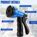 Therwen 25 ft Heavy Duty EVA Recoil Garden Hose Curly Water Hose with 8 Pattern Spray Nozzle and Brass Connectors for Garden Watering Cars Washing(Blue)