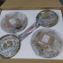 Vikdio Wall Sconce Set of 2, Gold Vintage Light Fixtures with Long Amber Glass Lampshade, Hardwired Sconces Wall Lighting for Bedroom, Bathroom, Living Room | Includes 2 LED Bulbs