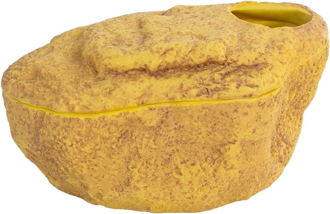 REPTI ZOO Reptile Hideout, 3-in-1 Snake Cave and Hides, Magnetic Attraction Cave for Ball Python, Geckos Medium Size
