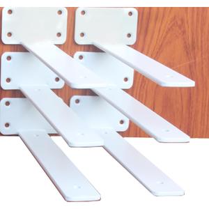 6 Pack - 8 inch White Hidden L Shelf Bracket (1/5 Inch Thicked) Iron Floating Shelf Brackets Rustic Industrial Metal Brackets for Shelf Support