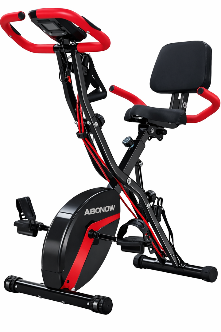 Exercise Bike for Home Workout, 5 IN 1 Foldable Indoor Cycling Bike for Seniors, 350LB Capacity, 16-Level Magnetic Resistance, Seat Backrest Adjustments (X2-Black)