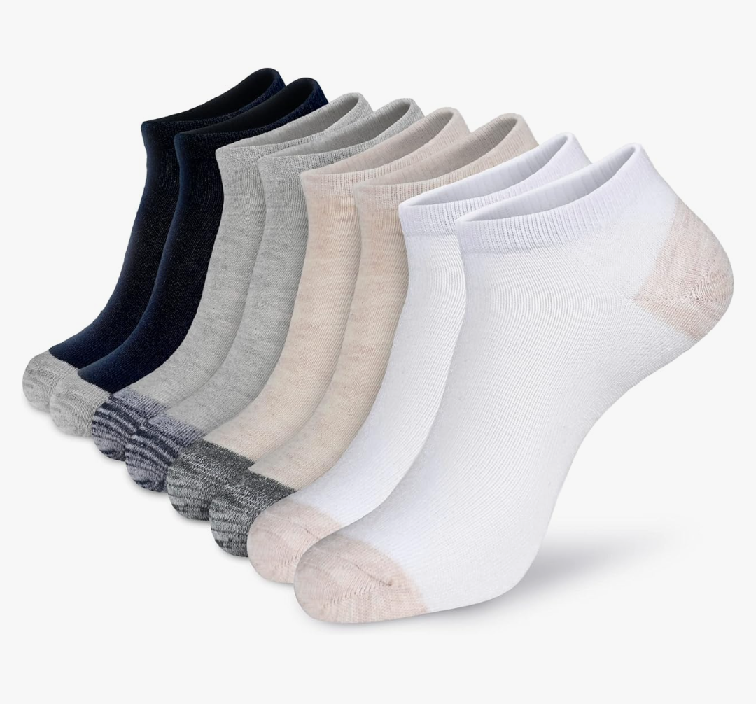 MONFOOT Men's/Women's Thin Cotton Low Cut Ankle Socks, Multipack 8 Pairs, L
