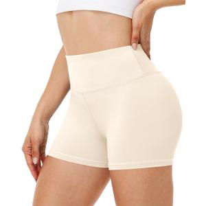 Runhit Women's Workout Biker Shorts - 3"/5"/8" High Waisted Tummy Control Spandex Booty Shorts for Volleyball Gym Yoga Dance (Cream)