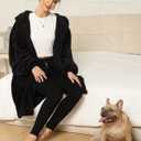 Argstar Hooded Cardigan for Women and Men, Oversized Sweatshirt Fuzzy Fleece Blanket Hoodie Jacket - One Size Fits All (Black)