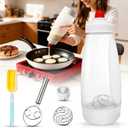 Pancake Batter Dispenser Bottle Kit - 4.5-Cup Pancakes Mixer with Shaker Ball Stainless Steel Whisk and Brush,Squeeze Bottles for Cupcake Muffin Waffle Crepe