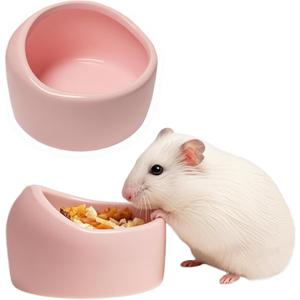 JSLZF Pet Bowl Ceramic Hamster Bowl Hamster Food Dish Prevent Knocking Over, Food Splashing and Chewing Feeding Dish for Gerbil Chinchilla Rat (2 PCS)