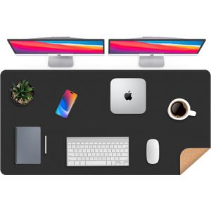 Large Desk Mat 47" x 23.7",Leather Desk mat,Double-Sided Desk Pad,Desk matt for Desktop,Large Mouse Pad,Office Desk mat,Waterproof Desk Blotter pad for Office&Home(Black+Cork)