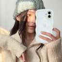 Aitipy for iPhone 16 Plus Case, Wavy Frame Cute Ribbon Bowknot Pattern Aesthetic Transparent Back Soft TPU Shockproof Phone Case for Women Girls, Blue