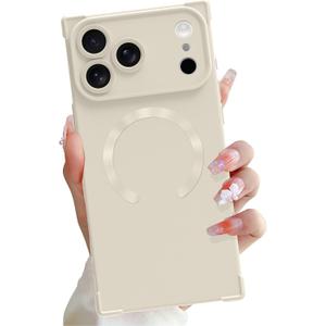 OOK Magnetic Case for iPhone 17 Pro 6.3 Inch [Wireless Charging Compatible] Soft TPU Solid Phone Cover Anti-Scratch Shockproof Protection Slim Case for Women Men - Beige