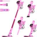 Tikom V500 Cordless Vacuum Cleaner for Home, 40000Pa/450W Stick Vacuum with LED Touch Screen, Charging Wall Dock, Anti-Tangle, Lightweight Handheld Vacuum for Pet Hair, Hard Floor, Carpet (Pink&red)