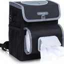 Farasla All-in-One Car Trash Can, Garbage Bag for Car with Removable Leakproof Interior Liner, Adjustable Tissue Holder & Straps(Black)