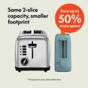 bella 2 Slice Slim Toaster, Fits-anywhere Kitchenware, 6 Setting Shade Control with Reheat & Cancel Buttons, Fits Sourdough, 10 Long Slot, Anti Jam & Auto Shutoff, 900 Watt, Surf