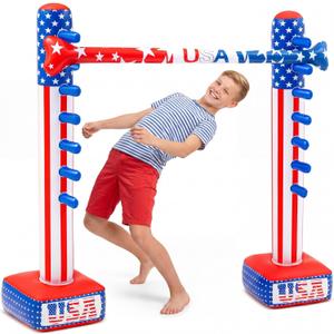 Threan 4th of July Inflatable Limbo Game 250th Anniversary Independence Day Party Game USA Red White Blue Star Patriotic American Flag Inflatable Limbo for Adults Indoor Outdoor Memorial Veterans Day