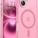 CANSHN Magnetic for iPhone 16 Case, Upgraded [Full Camera Protection] [Compatible with Magsafe] [Translucent Matte] Shockproof Protective Phone Case for iPhone 16 - Pink