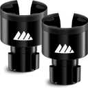 Integral Ultimate Expander Car Cup Holder - Adjustable Base - Expander & Organizer for Vehicles - Compatible with Coffee Mug, Yeti 14/24/36/46oz, Ramblers, Hydro Flasks 32/40oz, 3.4"-4.0" Bottles (2Pack, Black)