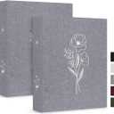 Lanpn Aesthetic A6 6 Ring Binder 2 Packs, Linen Hardcover Small Round Rings Photocard Folder Holder Planner Fits A6 Paper for Office School Journaling Collections (Grey)