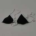 SUUKSESS Women Sexy Thong String 2 Piece Bikini Set Cheeky Halter Swimsuit (71 Black White). Size: 2-4