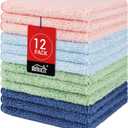 HOMEXCEL Microfiber Washcloths 12 Pack, Highly Absorbent and Soft Face Towel, Multi-Purpose Wash Cloths for Bathroom, Gym, Hotel, Spa and Kitchen, Multicolor 12x12 Inch