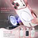 BENTOBEN Clear Glitter for iPhone 17 Pro Max Case 2025 [Compatible with MagSafe] Cute Curly Wavy Plated Anti-Slip Magnetic Hard Back Women Men Girls Boys Phone Cases Cover for 17 Pro Max 6.9", Pink